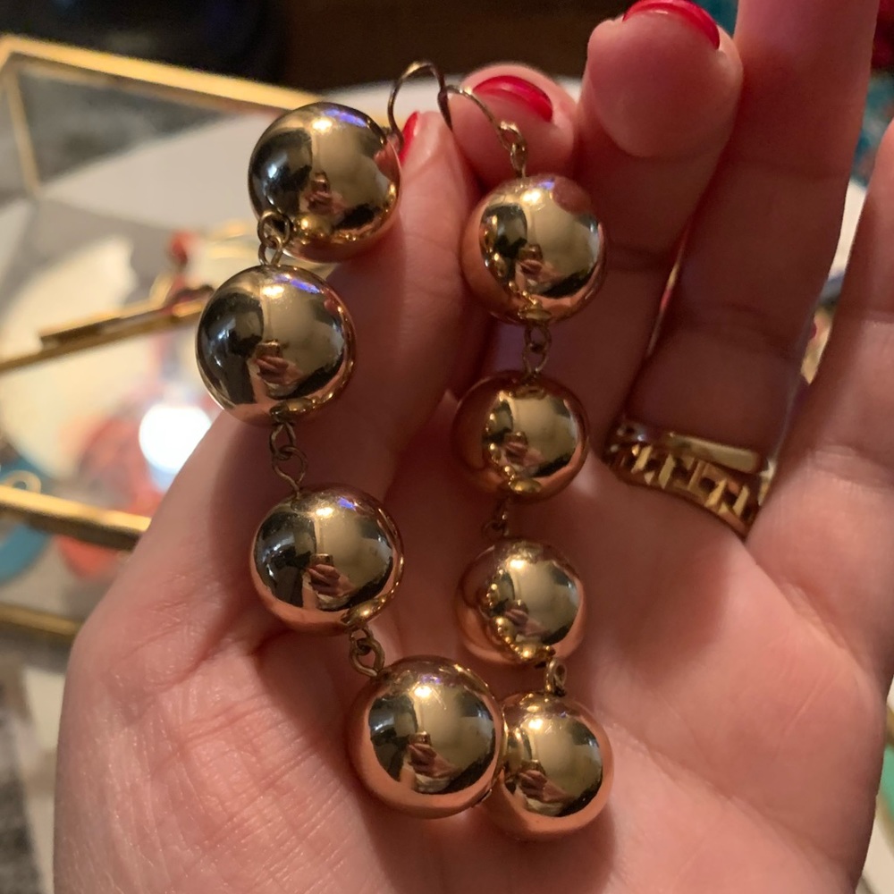Anthropologie Gold Ball Dangles